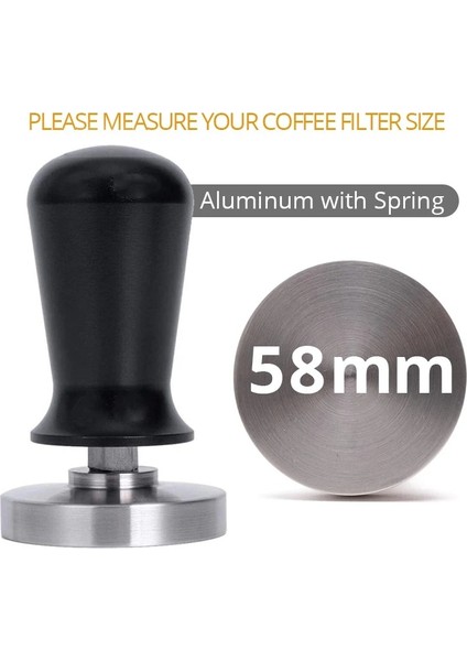 Siyah 58MM Tarzı Espresso Tamper - Paslanmaz Çelik Tabanlı Premium Barista Kahve Sabotaj ve Silikon Kahve Sabotaj Mat (Mm) (Yurt Dışından)
