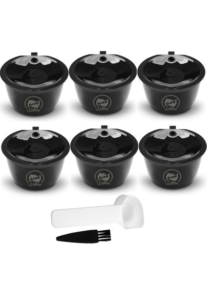 6cup Siyah Tarzı Dolce Gusto Crema Kahve Kapsül Filtreleri ile Uyumlu Yeniden Kullanılabilir Doldurulabilir Kahve Kapsül Fincan Gıda Sınıfı Plastik (Yurt Dışından)