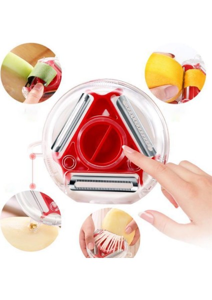 Kırmızı Stil Üçü Bir Arada Soyucu Meyve ve Sebze Soyucu Parçalayıcı Dilimleme Çok Fonksiyonlu Paslanmaz Çelik Mutfak Alet Aksesuarları (Yurt Dışından) modelleri