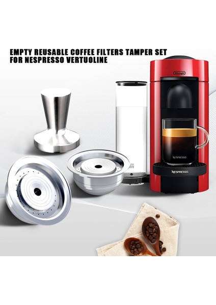 1 Kapsül Tarzı 70ML Nespresso Vertuo Yeniden Kullanılabilir Kapsül Yeniden Kullanılabilir Paslanmaz Çelik Nespresso Vertuoline Cafe Bardakları Kafeterya Filtre Kapsülleri (Yurt Dışından)