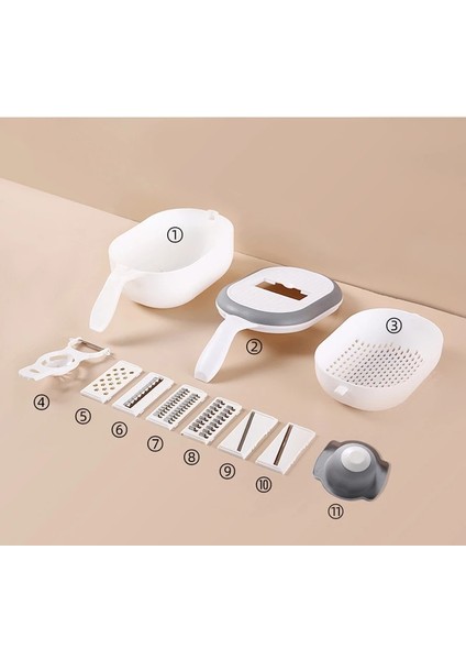 8'i 1 Arada Tarzı Çok Fonksiyonlu Sebze Kesici Mutfak Patates Dilimleme Havuç Rende Çelik Bıçak Bıçak Drenaj Sepeti Mutfak Alet Aksesuarları (Yurt Dışından) indirimleri