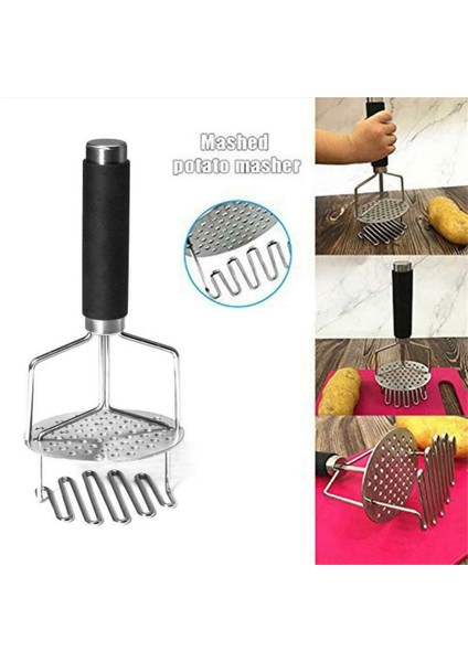 Paslanmaz Çelik Itici Patates Ezici Geniş Ezme Plakalı Pürüzsüz Patates Püresi Meyve Sebze Araçları Basın Kırıcı (Yurt Dışından)