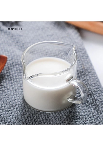 80ML Stili 100ML Çift Ağızlı Süt Sürahileri Küçük Cam Süt Bardağı Espresso Kupa Yüksek Sıcaklığa Dayanıklı Cam Süt Paylaşım Fincan Kahve Kupaları (Yurt Dışından)
