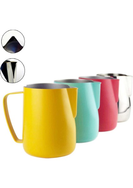 Beyaz Stil 600 ml ml Süt Buharda Köpürtme Sürahi Paslanmaz Çelik Yapışmaz Süt Sürahisi Çekme Çiçek Fincan Kahve Cappuccino Latte Sanat (Yurt Dışından) fırsatları