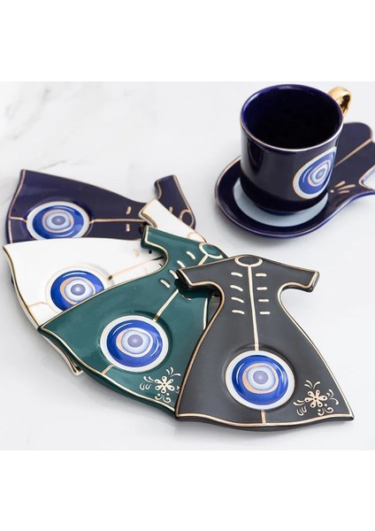 Siyah El Bulaşık Stili Türk Mavi Gözlü Lüks Kahve Fincanı Tabağı Seti El ve Giysi Şeklinde Tabak Osmanlı Fincan Boonido Kahve Cappuccino Fincan 200ML (Yurt Dışından) fiyatları