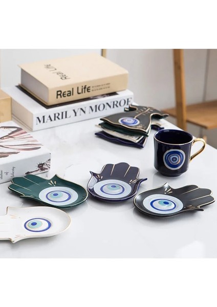 Siyah El Bulaşık Stili Türk Mavi Gözlü Lüks Kahve Fincanı Tabağı Seti El ve Giysi Şeklinde Tabak Osmanlı Fincan Boonido Kahve Cappuccino Fincan 200ML (Yurt Dışından) indirimleri