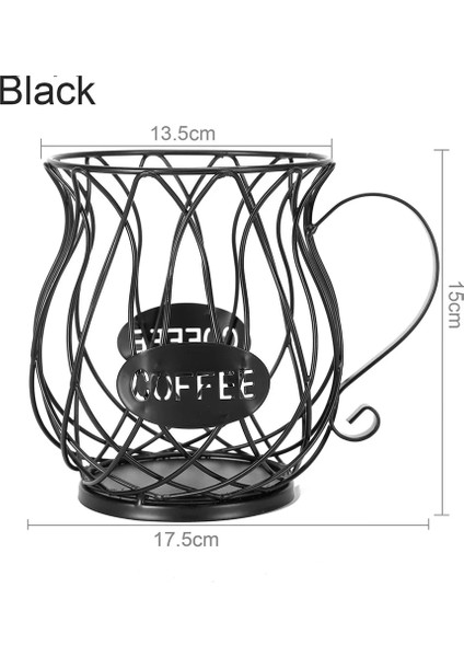 Siyah Stil Büyük Kapasiteli Çok Işlevli Içi Boş Kahve Kapsül Sepeti Anti-Pas Yaratıcı Demir Tel Galvanik Altın Sprey Saklama Fincan (Yurt Dışından)