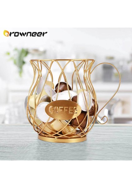 Siyah Stil Büyük Kapasiteli Çok Işlevli Içi Boş Kahve Kapsül Sepeti Anti-Pas Yaratıcı Demir Tel Galvanik Altın Sprey Saklama Fincan (Yurt Dışından) modelleri