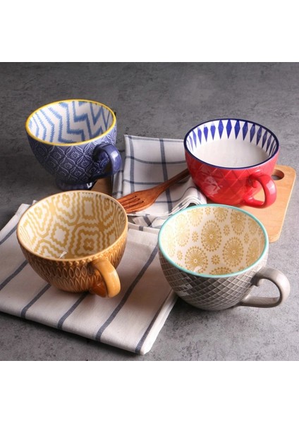 No.12 Tarzı Seramik El Boyalı Kahve Fincanı Kupa Çay Için Yaratıcı Çay Fincanı Vintage Kahvaltı Bardakları Cafe Kabartmalı Çay Bardağı Renkli Handpainted (Yurt Dışından) fiyatları