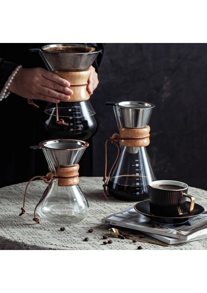 Filtre Stili ile 200ML V60 Cezve Paslanmaz Çelik Filtreli Yüksek Sıcaklığa Dayanıklı Cam Haşlanma Önleyici Ahşap Saplı Kahve Makinesi Kahve Bira Makinesi (Yurt Dışından) indirimleri