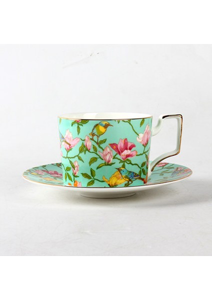 Yeşil Stil 200-400ML Wourmth Lsinple Moda Seramik Kahve Fincan Seti Avrupa Büyük Kapasiteli Zarif Kırmızı Fincan Li Kemik Çini Fincan Çay Fincanı Disk (Yurt Dışından)