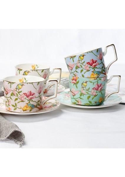 Yeşil Stil 200-400ML Wourmth Lsinple Moda Seramik Kahve Fincan Seti Avrupa Büyük Kapasiteli Zarif Kırmızı Fincan Li Kemik Çini Fincan Çay Fincanı Disk (Yurt Dışından) modelleri