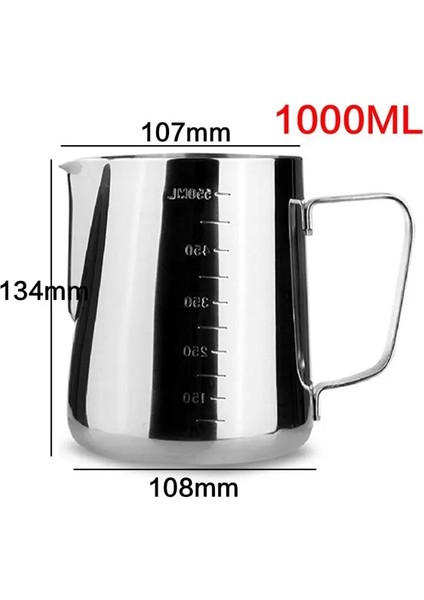 1000ML Tarzı Paslanmaz Çelik Süt Köpürtme Sürahisi Espresso Kahve Sürahi Barista Craft Kahve Latte Süt Köpürtme Sürahi Sürahi L (Yurt Dışından)