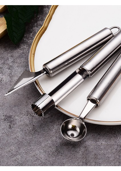 B Tarzı Sebze Oyma Bıçağı Aracı Paslanmaz Çelik Set Elma Kesici Kavun Kaşık Gadget Patates Soyucu Mutfak Meyve Oyma Aracı (Yurt Dışından) fiyatları