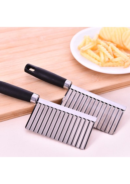 2 Adet Tarzı Fransız Kızartma Kesici Paslanmaz Çelik Patates Dalgalı Kenarlı Bıçak Soyucu Pişirme Araçları Mutfak Gadget Sebze Meyve (Yurt Dışından)