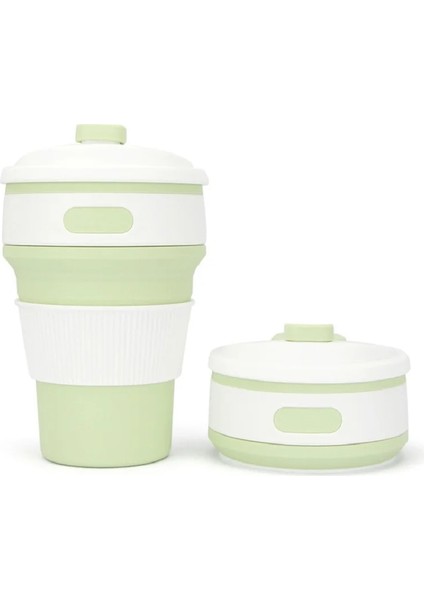 Açık Yeşil Tarzı Cof Mugs Travel Collapsible Silicone Cup Folding Water Cups Bpa Free Food Grade Drinking Ware Mug Tea Cof Cups (Yurt Dışından)