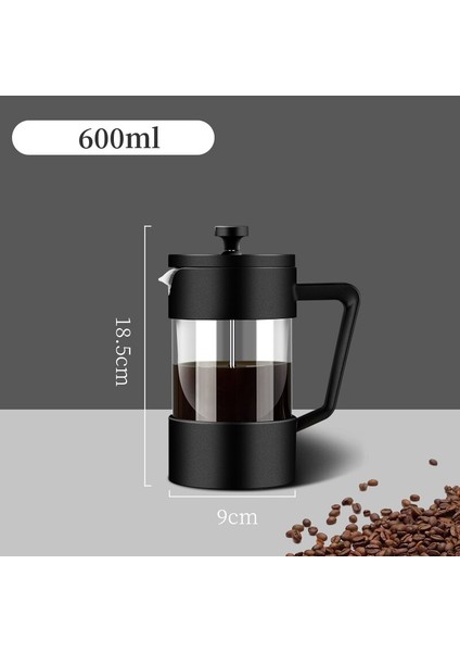 600ML Tarzı L Fransız Pres Kahve Makinesi Yüksek Borosilikat Cam Ev Kahve Bira Süt Köpüğü Köpürtücü Barista Çay Makinesi (Yurt Dışından)