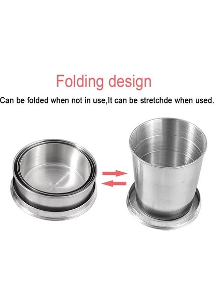 Kumral Tarzı Paslanmaz Çelik Katlanır Anahtarlıklı Bardak Kamp Katlanır Bardaklar Seyahat Açık Katlanabilir Kapaklı Bardak Taşınabilir Drinkware (Yurt Dışından)