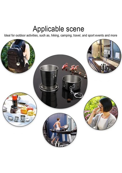 Kumral Tarzı Paslanmaz Çelik Katlanır Anahtarlıklı Bardak Kamp Katlanır Bardaklar Seyahat Açık Katlanabilir Kapaklı Bardak Taşınabilir Drinkware (Yurt Dışından)