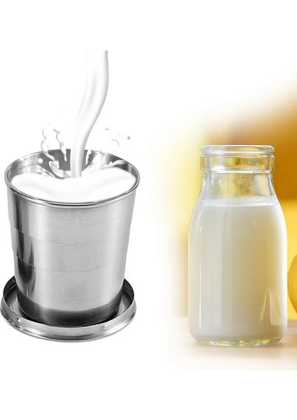 Kumral Tarzı Paslanmaz Çelik Katlanır Anahtarlıklı Bardak Kamp Katlanır Bardaklar Seyahat Açık Katlanabilir Kapaklı Bardak Taşınabilir Drinkware (Yurt Dışından)