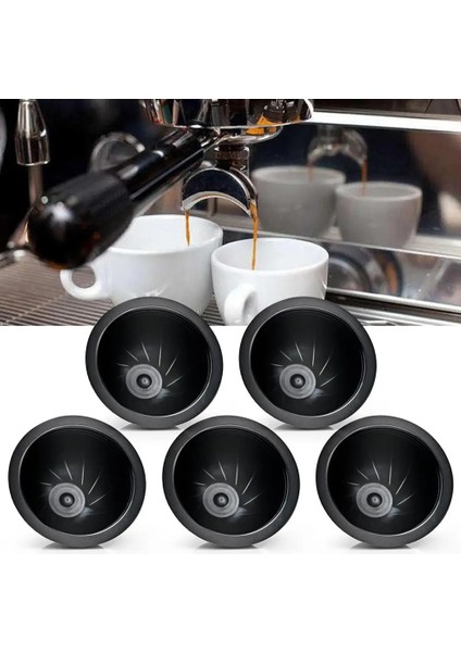 Siyah Stil 5 Adetset Tek Kullanımlık Doldurulabilir Kahve Filtre Fincan Kapsül Nespresso Vertuo Kahve Kapsül Kupası Sabotaj Için Özel Olarak Tasarlanmıştır (Yurt Dışından) indirimleri