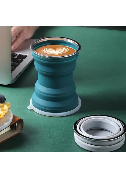 Mavi Stil 320ML Taşınabilir Silikon Katlanır Bardak Isıya Dayanıklı Katlanabilir Kapaklı Kupa Katlanabilir Seyahat Içme Suyu Bardakları Açık Kamp Için (Yurt Dışından) fırsatları