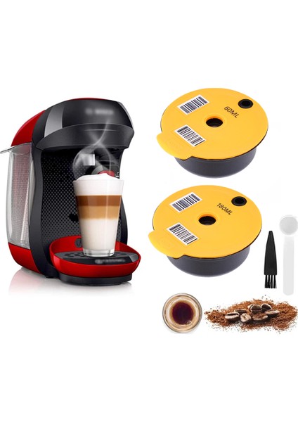 60ML Tarzı Yeniden Kullanılabilir Kahve Kapsülü Kapsülleri Kahve Kapsülü Kapsülü Silikon Kapak Bosch Happy Suny Vivy Tassimo ml ile Uyumlu (Yurt Dışından)