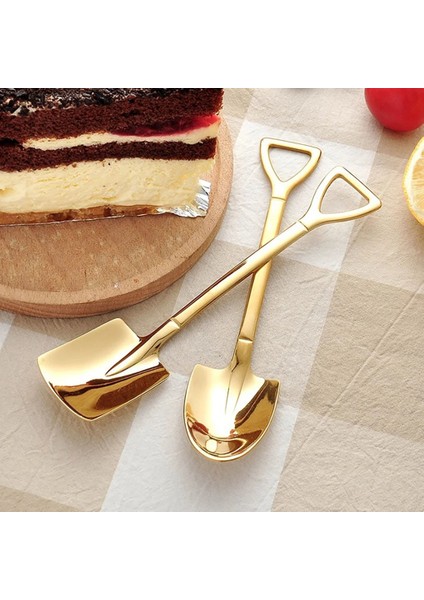 No.6 Tarzı 1 Adet Paslanmaz Çelik Kürek Kahve Kaşığı Set Kepçe Kürek Yaratıcı Çay Kaşığı Dondurma Tatlı Kaşığı Doğum Günü Hediyesi Sofra (Yurt Dışından)