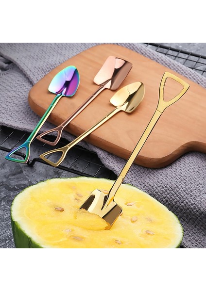 No.6 Tarzı 1 Adet Paslanmaz Çelik Kürek Kahve Kaşığı Set Kepçe Kürek Yaratıcı Çay Kaşığı Dondurma Tatlı Kaşığı Doğum Günü Hediyesi Sofra (Yurt Dışından)