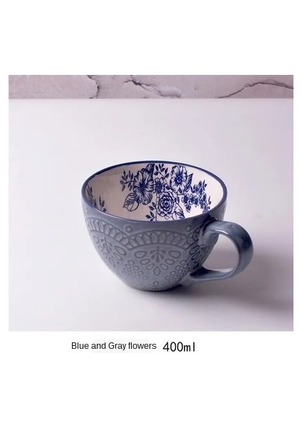 No.2 Tarzı Seramik El Boyalı Kahve Fincanı Kupa Çay Için Yaratıcı Çay Fincanı Vintage Kahvaltı Bardakları Cafe Kabartmalı Çay Bardağı Renkli Handpainted (Yurt Dışından)