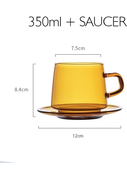 Amber Saucer 350ML Stili 200-400ML Kahve Kupa Seti ve Tabağı Yaratıcı Renkli Isıya Dayanıklı Çay Fincanı Içmek Için Kahve, Latte, Espresso Içme Kupaları (Yurt Dışından)