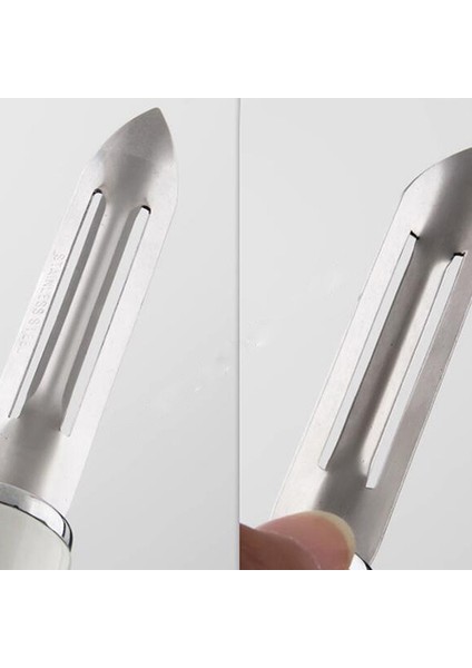 Beyaz Stil Paslanmaz Çelik Meyve Zester ve Sebze Soyucu Kesici Dilimleme Mutfak Aletleri Rahat Plastik Saplı Güvenlik Nemli Yerleşimler (Yurt Dışından) indirimleri