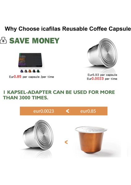 Renkli Stil Icafilas Nespresso Için Yeniden Kullanılabilir Kahve Kapsülü Paslanmaz Çelik Doldurulabilir Filtreler Espresso Fincan Fit (Yurt Dışından) modelleri