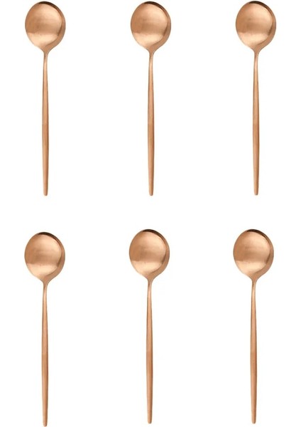 6 Adet Gül Altın Tarzı 6 Adet Mat Renkli Çay Kaşığı Tatlı Dondurma Paslanmaz Çelik Kaşık Karıştırma Kahve Kaşığı Mutfak Aksesuarları Sofra Takımı (Yurt Dışından)