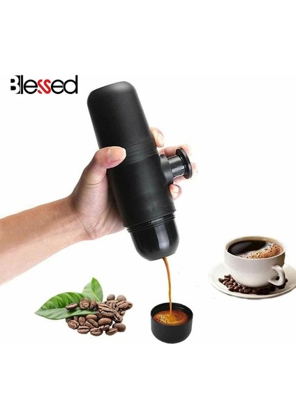 1 Adet Siyah Stil Mini Kahve Makinesi Taşınabilir Kahve Makinesi Basınçlı Espresso Manuel El Espresso Kahve Makinesi Seyahat Kamp Yürüyüş Ev Için (Yurt Dışından)