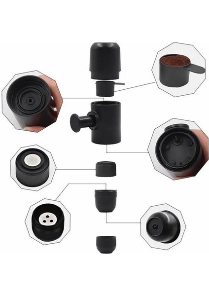 1 Adet Siyah Stil Mini Kahve Makinesi Taşınabilir Kahve Makinesi Basınçlı Espresso Manuel El Espresso Kahve Makinesi Seyahat Kamp Yürüyüş Ev Için (Yurt Dışından)