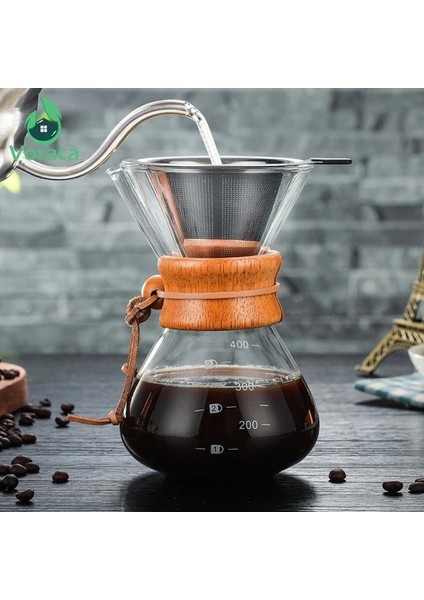 Bir Stili Filtrele Isıya Dayanıklı 400ML Cam Cezve Paslanmaz Çelik Filtreli Damla Kahve Su Isıtıcısı Damlatıcı Kahve Makinesi Üzerine Dökün Barista Aracı (Yurt Dışından) fırsatları