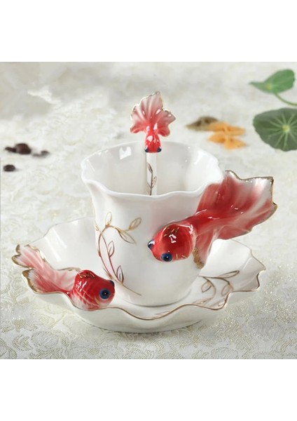 C Stili 200ML Goldfish Emaye Kahve Fincan Tabağı Kaşık Hadmade 3D Seramik Çay Süt Kupalar Set Kahvaltı Su Şişesi Noel Lover Hediyeler (Yurt Dışından) indirimleri