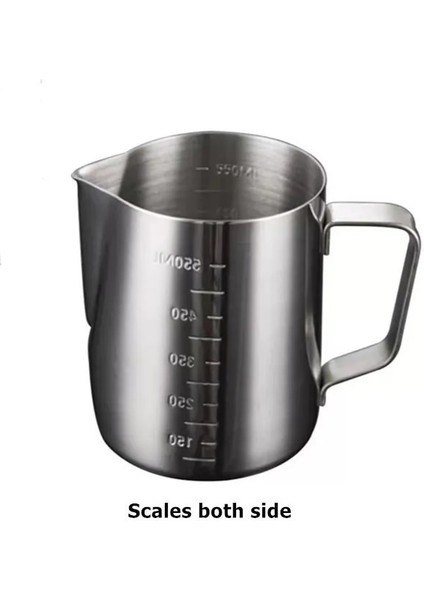 Her Iki Tarafı Da Ölçeklendir Stili 600ML ml Süt Buharlama Köpürtme Sürahi Paslanmaz Çelik Yapışmaz Süt Sürahisi Kahve Cappuccino Latte Art Için Çiçek Fincan Çekin (Yurt Dışından)
