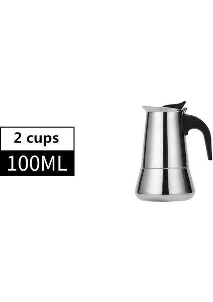 100ML-B Tarzı Avrupa Tarzı Espresso Makinesi Moka Cezve Paslanmaz STEEL304 12CU Mililitre Cappuccino Cafe Pot ile Latte Percolator (Yurt Dışından)