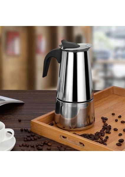 100ML-B Tarzı Avrupa Tarzı Espresso Makinesi Moka Cezve Paslanmaz STEEL304 12CU Mililitre Cappuccino Cafe Pot ile Latte Percolator (Yurt Dışından) modelleri