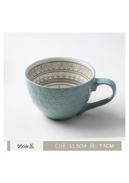 No.18 Tarzı Seramik El Boyalı Kahve Fincanı Kupa Çay Için Yaratıcı Çay Fincanı Vintage Kahvaltı Bardakları Cafe Kabartmalı Çay Bardağı Renkli Handpainted (Yurt Dışından)