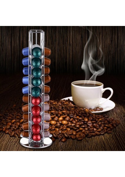 Stil 2 Stili 2019 Nespresso Kahve Kapları Tutacağı Döner Raf Kahve Kapsül Standı Nespresso Kapsülleri Depolama Rafı Organizasyon Tutacağı Setleri (Yurt Dışından)