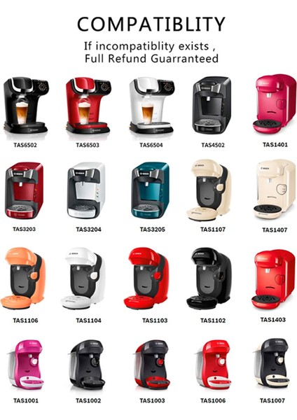 Bej Tarzı ml Yeniden Kullanılabilir Kahve Kapsülü Kapsülleri Kahve Kapsülü Kapsülü Silikon Kapak Bosch Happy Suny Vivy Tassimo ml ile Uyumlu (Yurt Dışından) modelleri