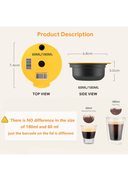 Bej Tarzı ml Yeniden Kullanılabilir Kahve Kapsülü Kapsülleri Kahve Kapsülü Kapsülü Silikon Kapak Bosch Happy Suny Vivy Tassimo ml ile Uyumlu (Yurt Dışından) fırsatları