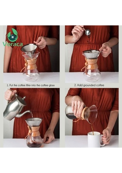 Bir Stili Filtrele Isıya Dayanıklı 400ML Cam Cezve Paslanmaz Çelik Filtreli Damla Kahve Su Isıtıcısı Damlatıcı Kahve Makinesi Üzerine Dökün Barista Aracı (Yurt Dışından) indirimleri