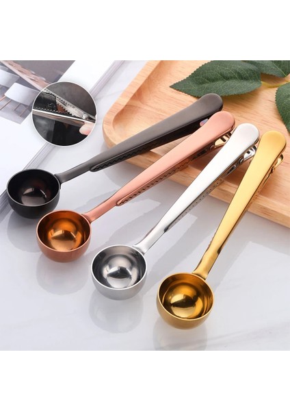 Siyah Stil Ikisi Bir Arada Çok Işlevli Kahve Kaşığı Paslanmaz Çelik Mutfak Gereçleri Torbalı Kepçe Mühür Klipsi Kahve Ölçme Kaşığı (Yurt Dışından) fırsatları