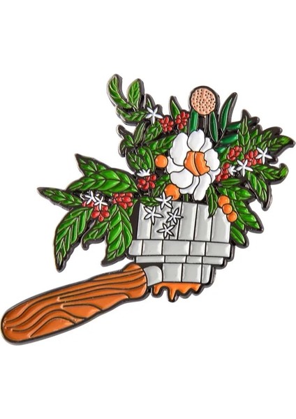 E Stili Barista Broş Retro Kahve Makinesi Kolu Kahve Fincanı Yaprak Çiçek Rozeti Doğum Günü Yaratıcı Hediye Metal Damla Broş Aksesuarları (Yurt Dışından) fırsatları