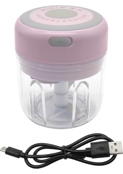 Pembe Tarzı 250 ml USB Elektrikli Sarımsak Ezici Kırıcı Mutfak Robotu Kıyma Makinesi Hızlı Doğrama Sarımsak Zencefil Sebze Meyve Cocina (Yurt Dışından)