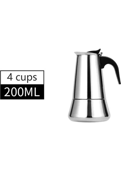 200ML Stili Paslanmaz Çelik Moka Pot Avrupa Cezve Indüksiyon Ocak Açık Alev Evrensel Cezve Mutfak Aracı Aksesuarları (Yurt Dışından)